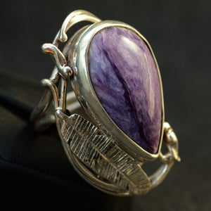 Charoite Art Nouveau Sterling Silver Ring