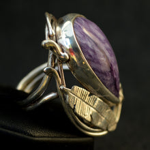 Load image into Gallery viewer, Charoite Art Nouveau Sterling Silver Ring
