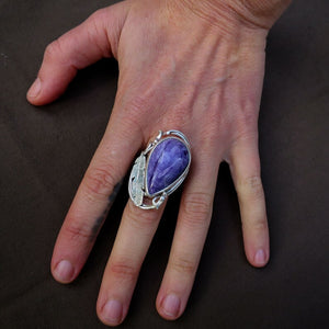 Charoite Art Nouveau Sterling Silver Ring
