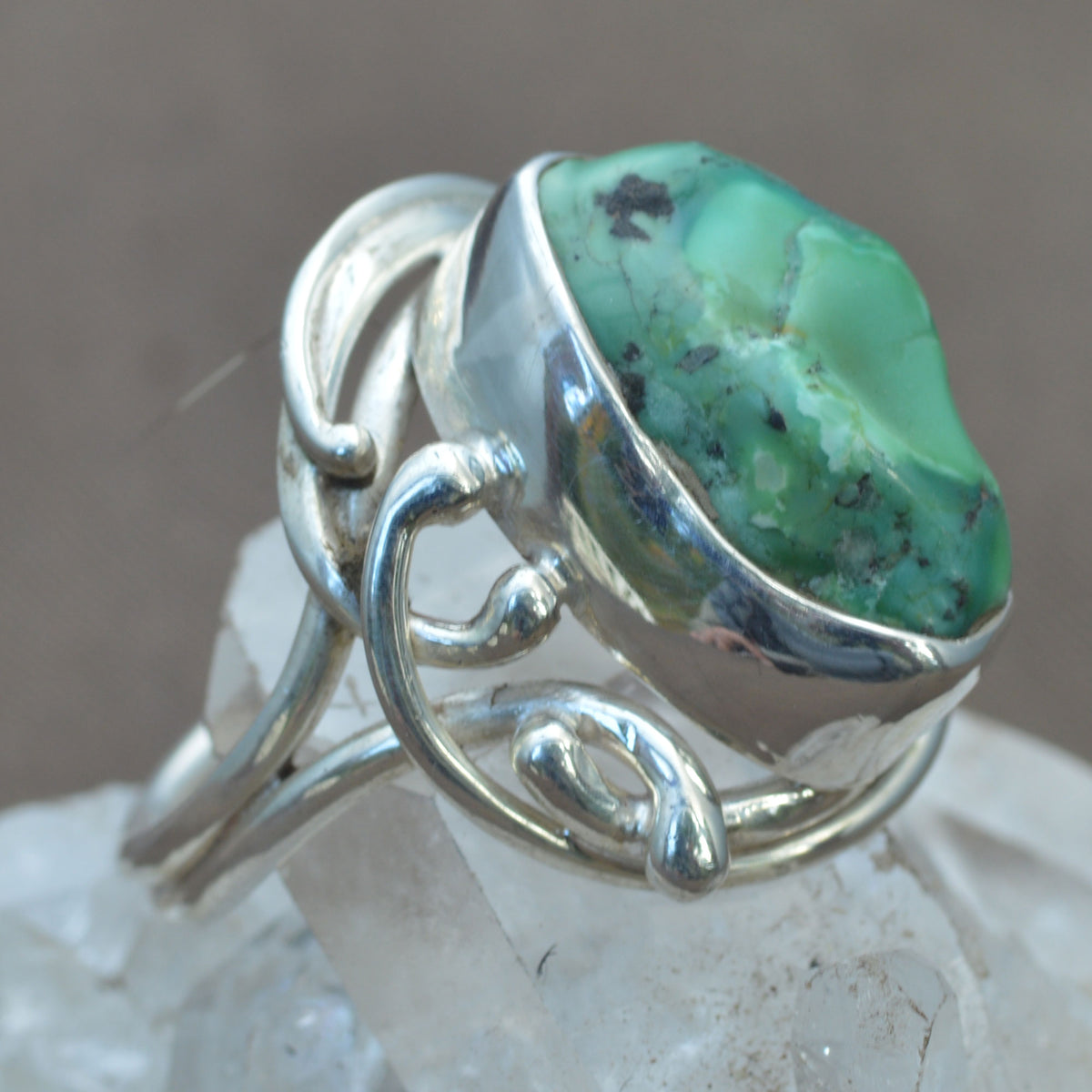 Tibetan Turquoise Natural Gemstone Nugget Ring