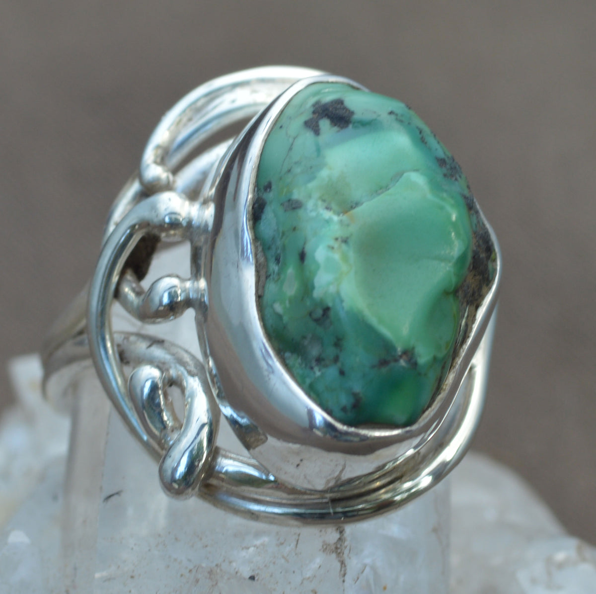 Tibetan Turquoise Natural Gemstone Nugget Ring