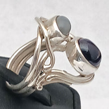 Load image into Gallery viewer, Amethyst and Grey Moonstone Gemstone Sterling Silver Ring
