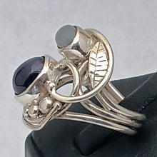 Load image into Gallery viewer, Amethyst and Grey Moonstone Gemstone Sterling Silver Ring