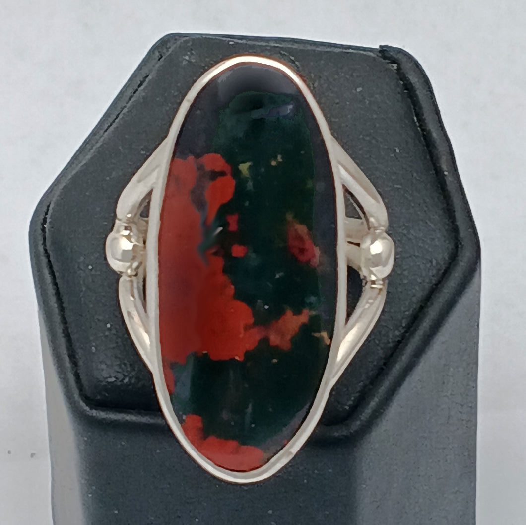 Bloodstone Jasper Silver Ring