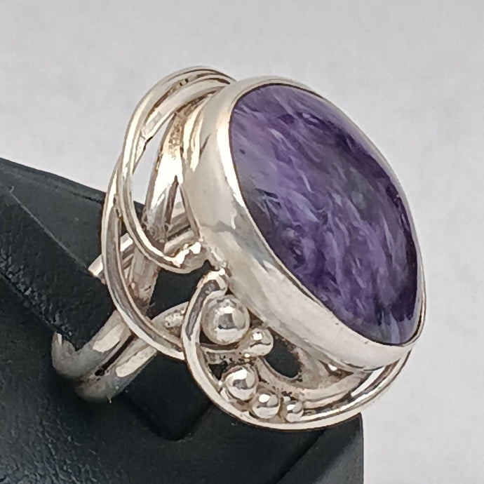 Charoite Art Nouveau Sterling Silver Ring