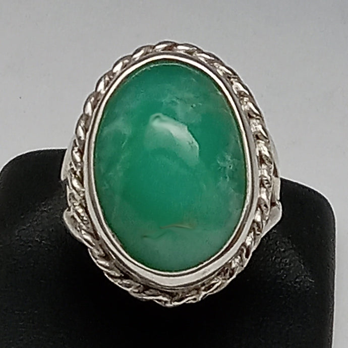 Chrysoprase Gemstone Sterling Silver Ring