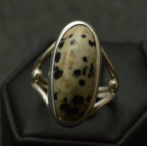 Dalmation Jasper Silver Ring