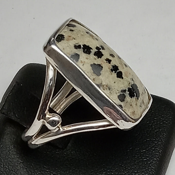 Dalmation Jasper Silver Ring