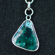 Load image into Gallery viewer, Shattuckite Copper Mineral Art Nouveau Pendant in Sterling Silver