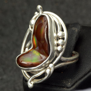 Fire Agate Gemstone Silver Ring