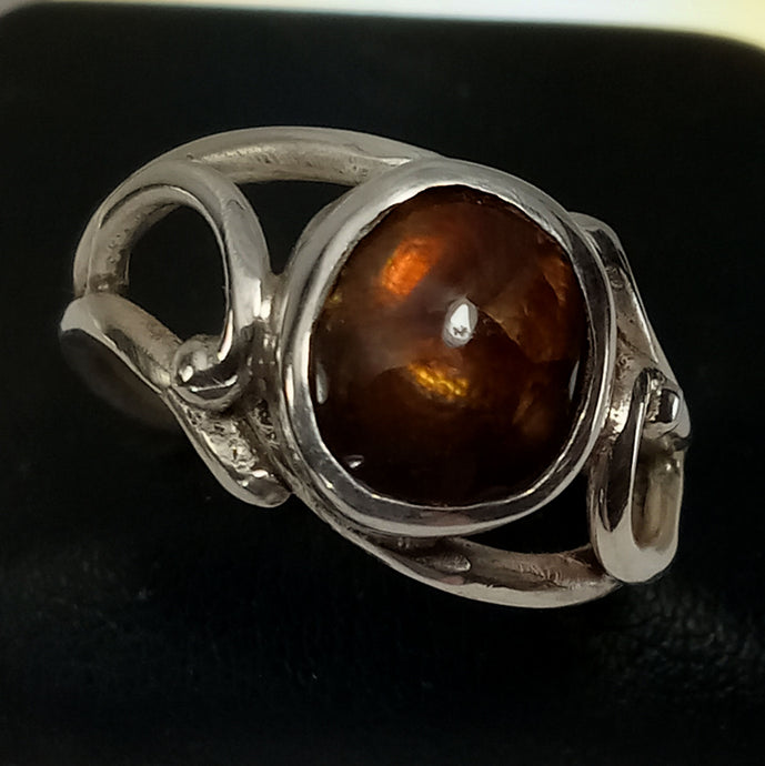 Fire Agate Gemstone Sterling Silver Ring