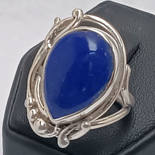 Load image into Gallery viewer, High Grade Lapis Lazuli Gemstone Art Nouveau Sterling Silver Ring