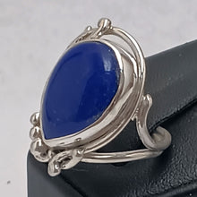 Load image into Gallery viewer, High Grade Lapis Lazuli Gemstone Art Nouveau Sterling Silver Ring