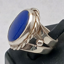 Load image into Gallery viewer, High Grade Lapis Lazuli Gemstone Art Nouveau Sterling Silver Ring