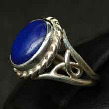 Load image into Gallery viewer, High Grade Lapis Lazuli Gemstone Art Nouveau Sterling Silver Ring
