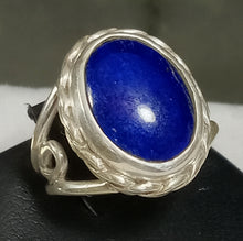 Load image into Gallery viewer, High Grade Lapis Lazuli Gemstone Art Nouveau Sterling Silver Ring