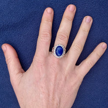 Load image into Gallery viewer, High Grade Lapis Lazuli Gemstone Art Nouveau Sterling Silver Ring