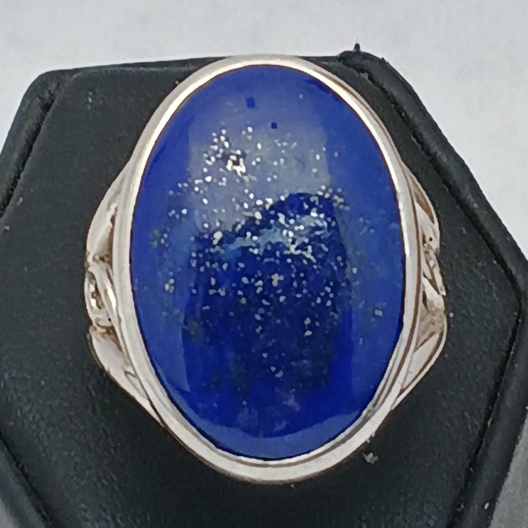 High Grade Lapis Lazuli Gemstone Art Nouveau Sterling Silver Ring