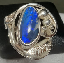 Load image into Gallery viewer, Vibrant Blue Fire Opal Gemstone Silver Ring