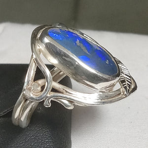 Vibrant Blue Fire Opal Gemstone Silver Ring