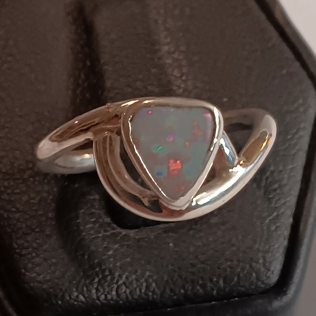 Art Nouveau Opal Triplet Ring in Sterling Silver