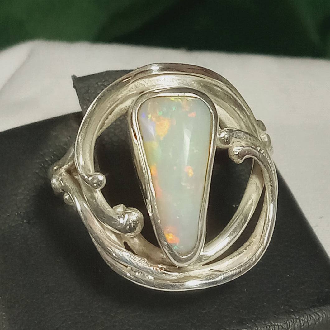 Cooper Pedy Opal Gemstone Silver Ring