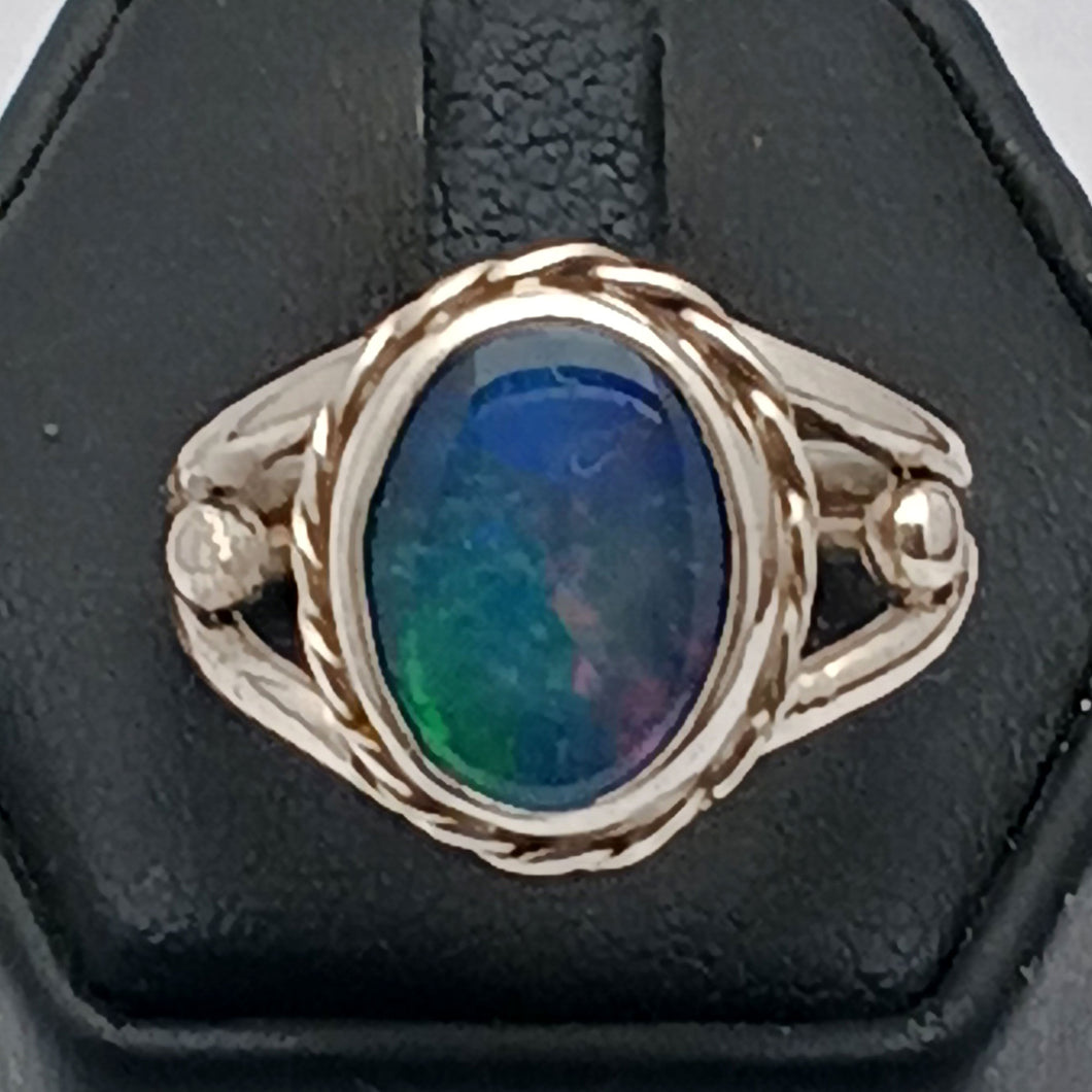 Art Nouveau Opal Triplet Ring in Sterling Silver
