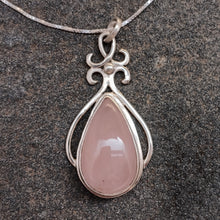 Load image into Gallery viewer, Rose Quartz Sterling Silver Large Gemstone Pendant