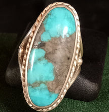 Load image into Gallery viewer, Natural Mexican Blue Turquoise With Pyrite Inclusion Gemstone Ring