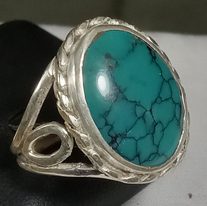 Natural Spiderweb Turquoise Gemstone Ring