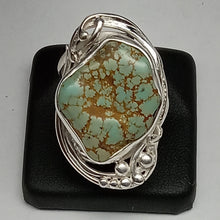 Load image into Gallery viewer, Green Spiderweb Turquoise Gemstone Ring