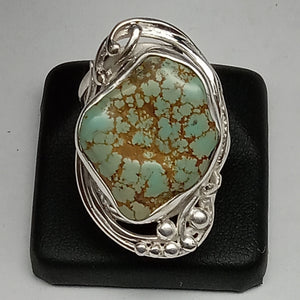 Green Spiderweb Turquoise Gemstone Ring