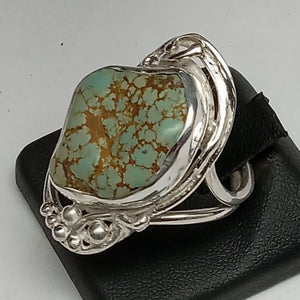 Green Spiderweb Turquoise Gemstone Ring