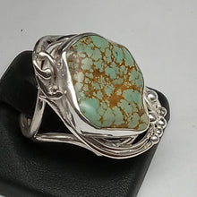 Load image into Gallery viewer, Green Spiderweb Turquoise Gemstone Ring