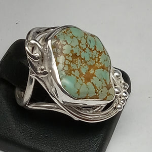 Green Spiderweb Turquoise Gemstone Ring