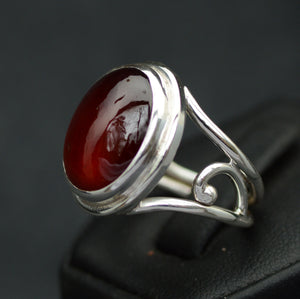 Carnelian Agate Gemstone Silver Ring