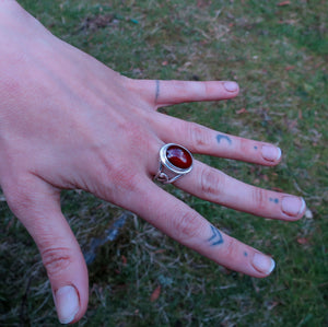 Carnelian Agate Gemstone Silver Ring