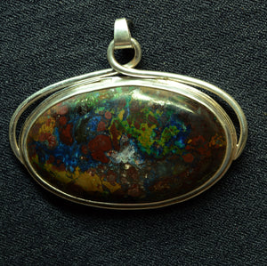 Multi Color Chrysocolla Silver Pendant