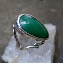 Load image into Gallery viewer, Australian Chrysoprase Teardrop Gemstone Sterling Silver Ring