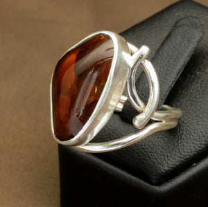 Fire Agate Gemstone Silver Ring