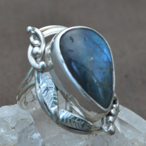 Labradorite Blue Gemstone Silver Ring