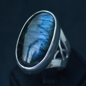 Labradorite Blue Gemstone Silver Ring