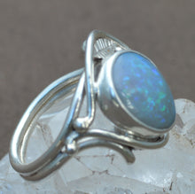 Load image into Gallery viewer, Blue Opal Gemstone Silver Ring