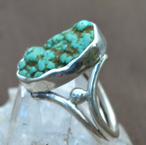 Sea Foam Turquoise Natural Gemstone Nugget Ring